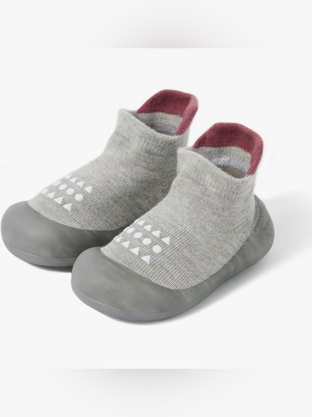 Kids Gray Sock-Style Slip-On Shoes with Pink Lining